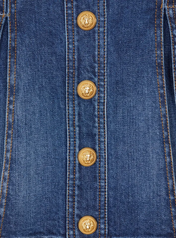 Balmain Kids Denim Skater Skirt Navy