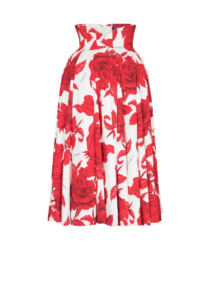 Balmain Skirts Women Long Pleated Crepe Tulip Skirt Red