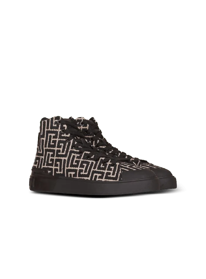 Balmain Sneakers Men Monogram Jacquard BCourt Hightop Sneakers Black