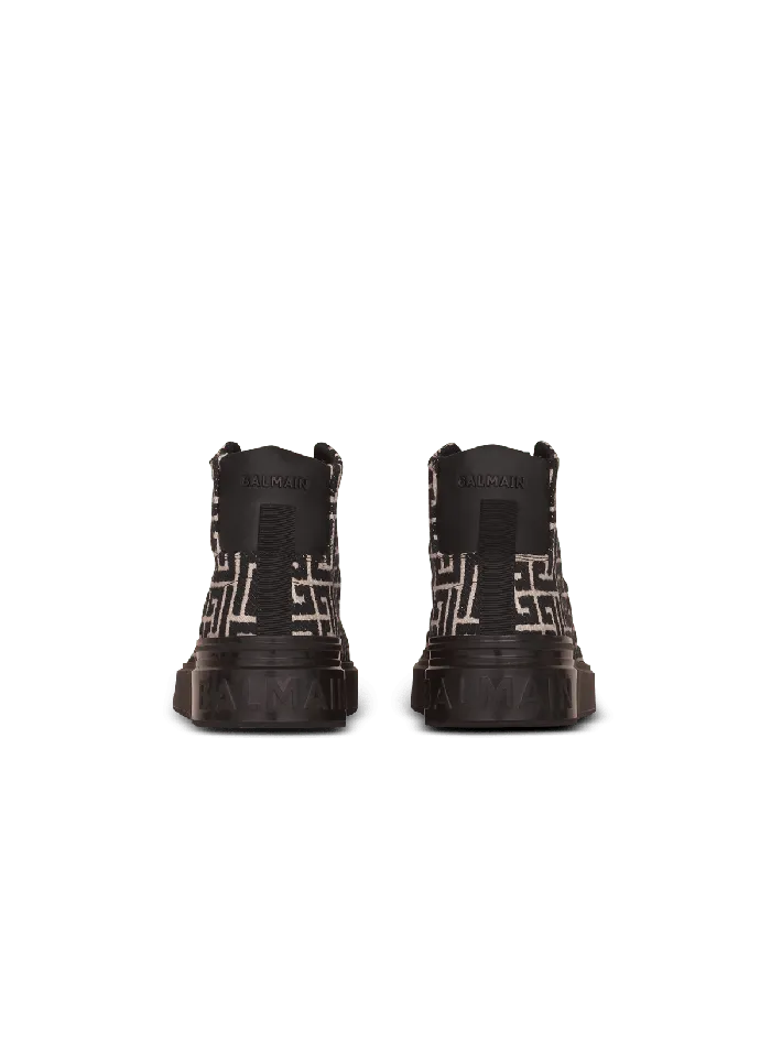 Balmain Sneakers Men Monogram Jacquard BCourt Hightop Sneakers Black