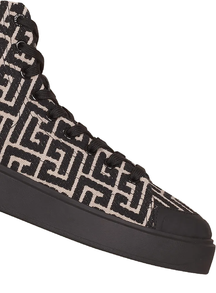 Balmain Sneakers Men Monogram Jacquard BCourt Hightop Sneakers Black