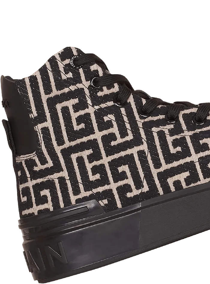 Balmain Sneakers Men Monogram Jacquard BCourt Hightop Sneakers Black
