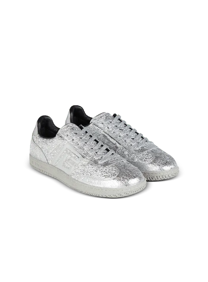 Balmain Sneakers Men Swan Silver Leather Sneakers Silver