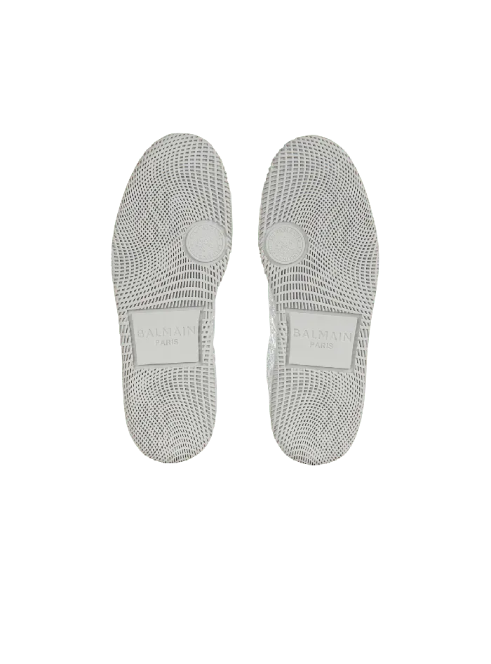 Balmain Sneakers Men Swan Silver Leather Sneakers Silver
