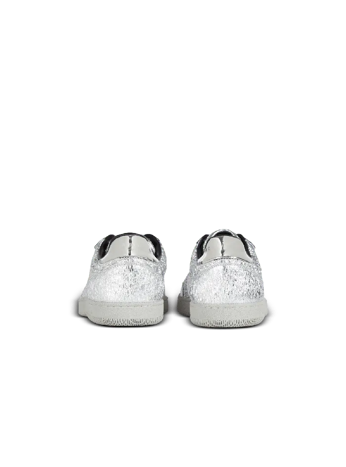 Balmain Sneakers Men Swan Silver Leather Sneakers Silver