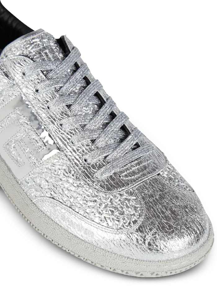 Balmain Sneakers Men Swan Silver Leather Sneakers Silver