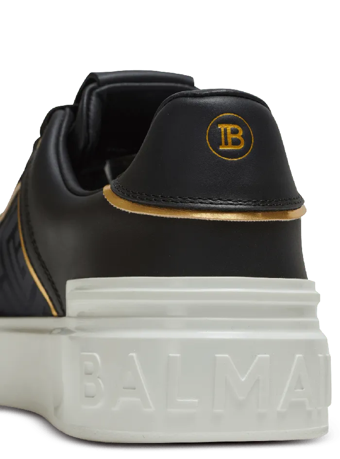 Balmain Sneakers Women BCourt Monogrammed Nylon And Leather Sneakers Black