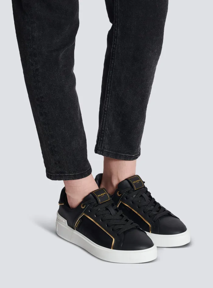 Balmain Sneakers Women BCourt Monogrammed Nylon And Leather Sneakers Black