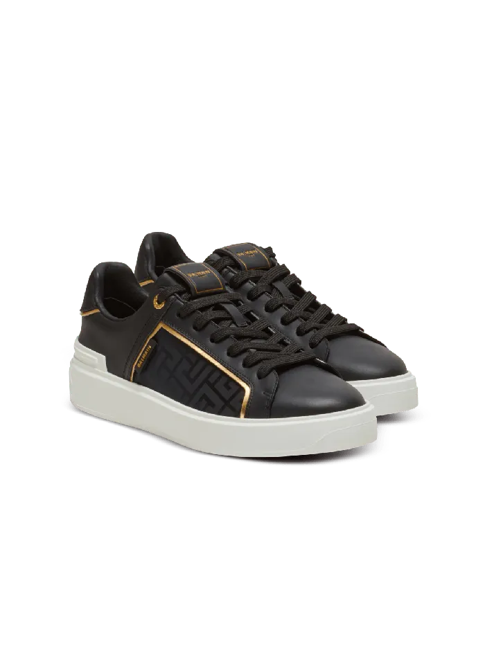 Balmain Sneakers Women BCourt Monogrammed Nylon And Leather Sneakers Black