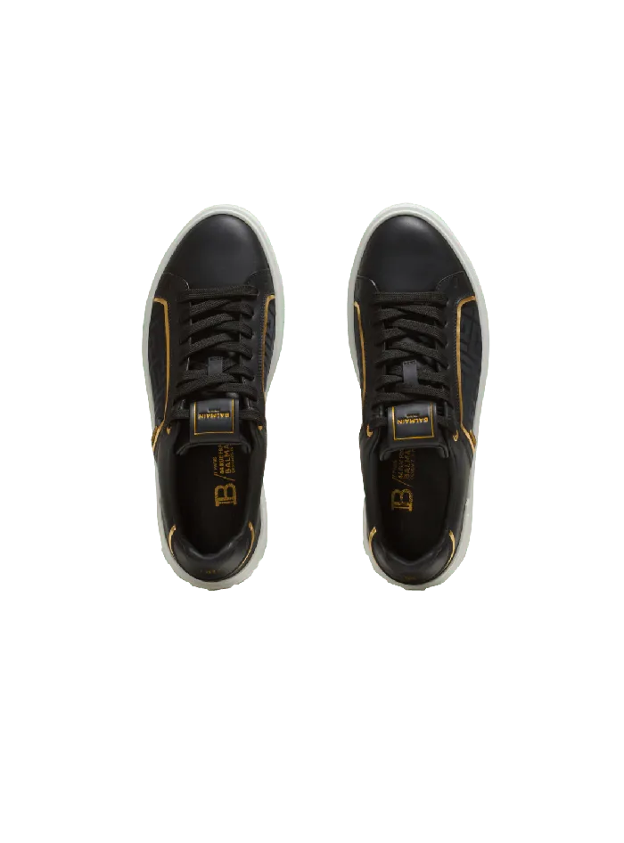 Balmain Sneakers Women BCourt Monogrammed Nylon And Leather Sneakers Black
