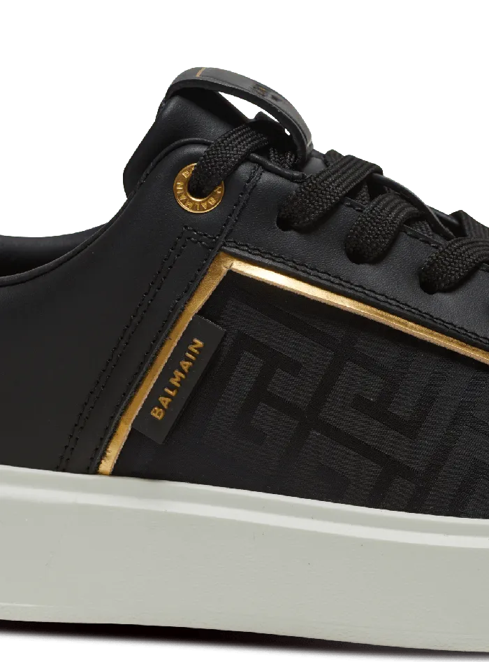 Balmain Sneakers Women BCourt Monogrammed Nylon And Leather Sneakers Black