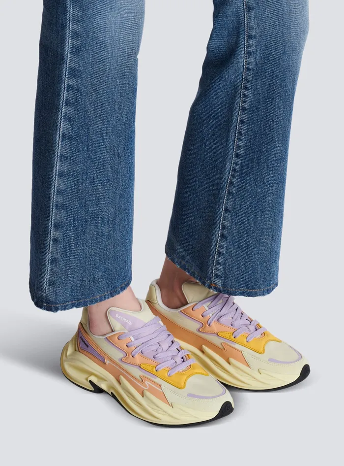Balmain Sneakers Women RunRow Leather And Nylon Sneakers Multicolor