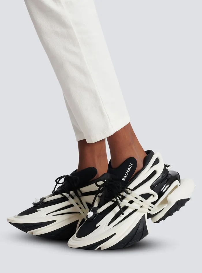 Balmain Sneakers Women Unicorn Sneakers In Twotone Neoprene And Leather Black