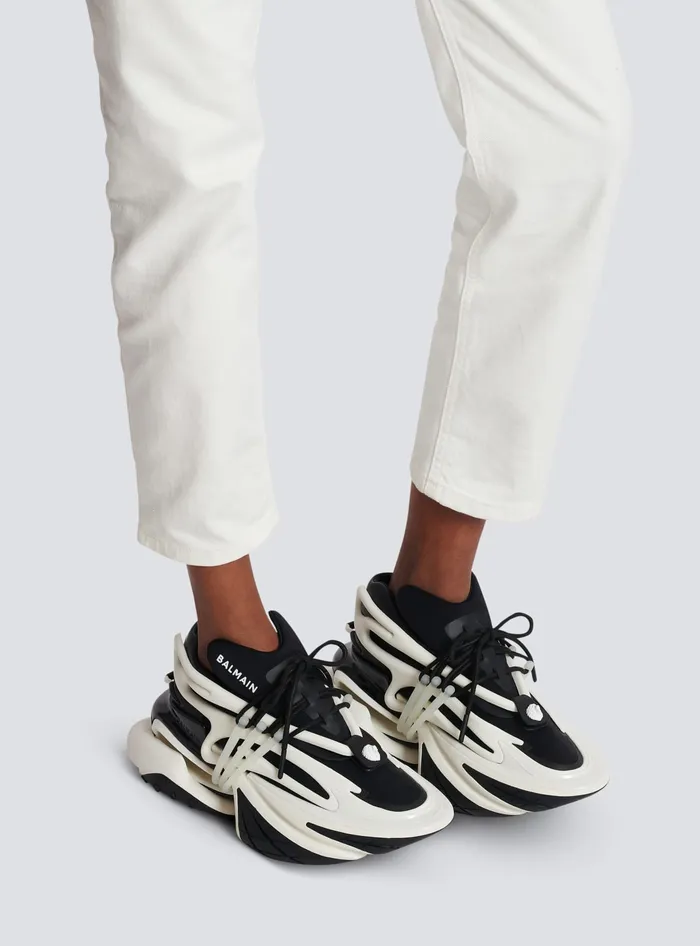 Balmain Sneakers Women Unicorn Sneakers In Twotone Neoprene And Leather Black