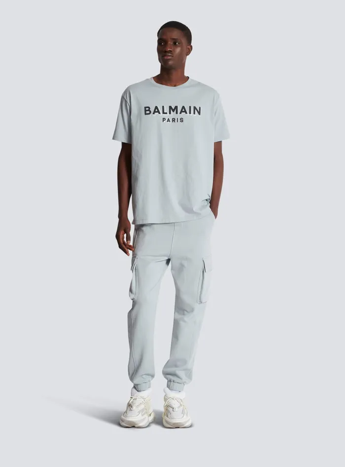 Balmain TShirts Men Metallic Flocked Tshirt Grey