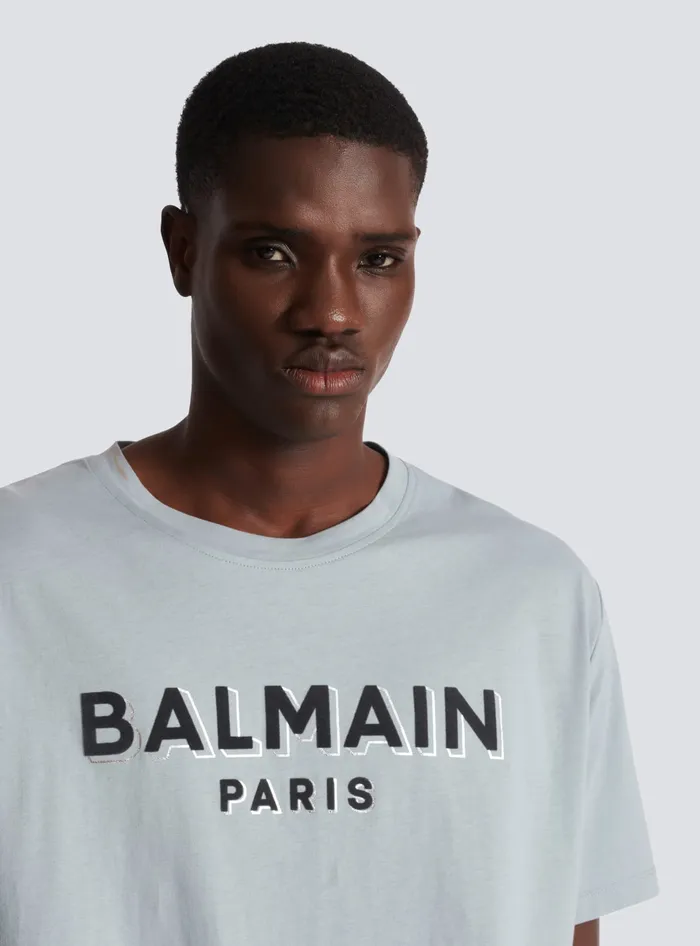 Balmain TShirts Men Metallic Flocked Tshirt Grey
