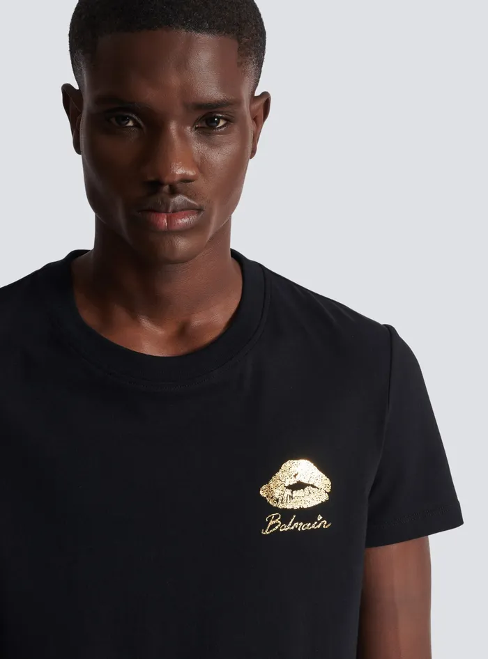 Balmain TShirts Men Tshirt With Kiss Print Black