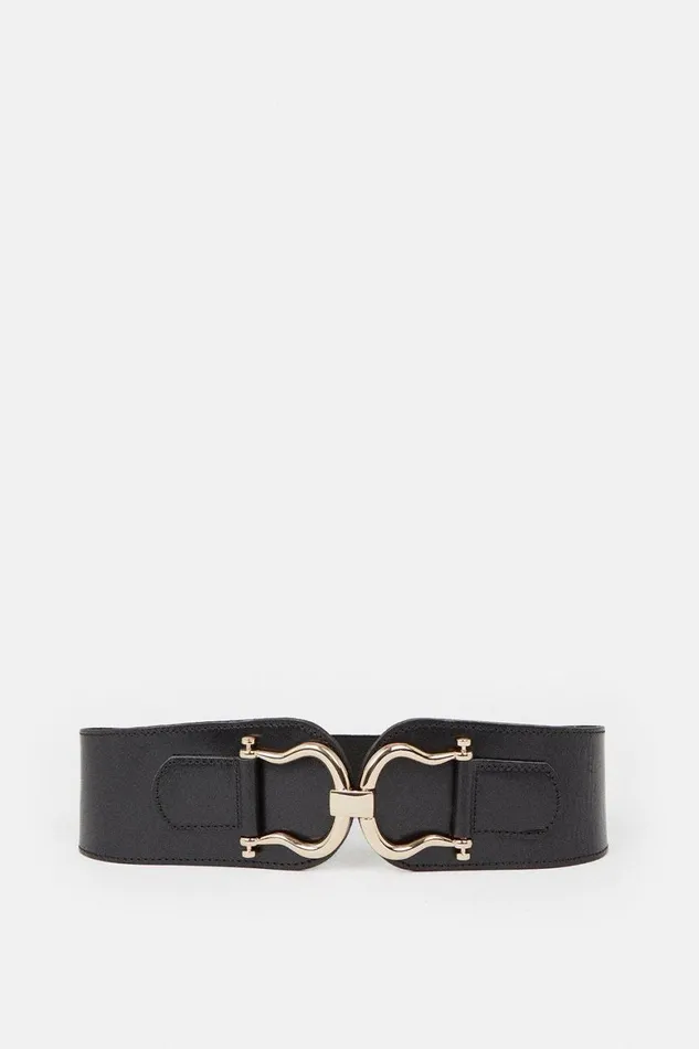 Belts Women Karen Millen Leather Stretch Wide Waist Belt Black