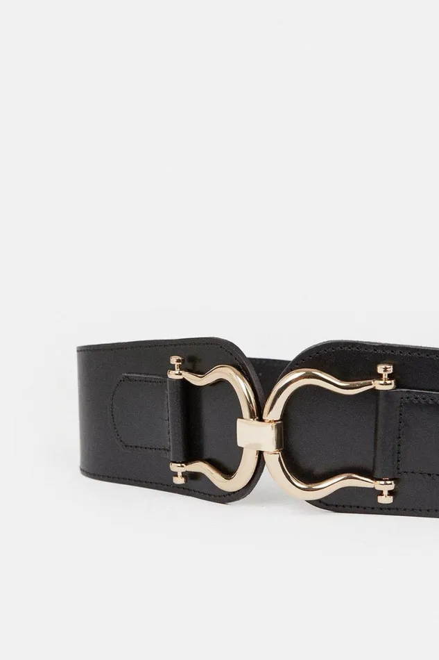 Belts Women Karen Millen Leather Stretch Wide Waist Belt Black