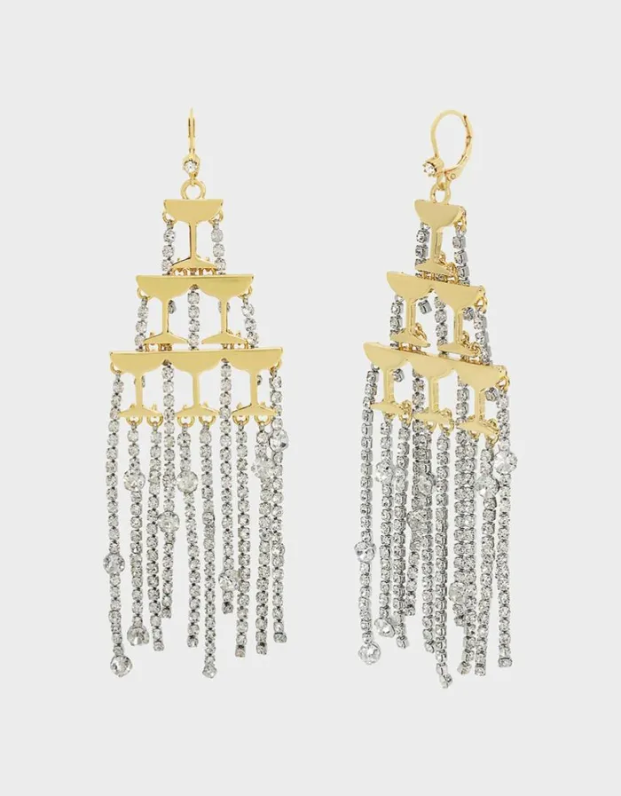 Betsey Johnson Women GOING ALL OUT CHAMPAGNE CHANDELIER EARRINGS RHINESTONE