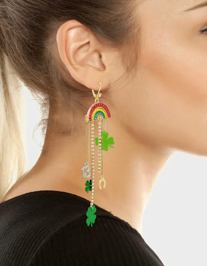 Betsey Johnson Women LUCKING OUT RAINBOW CHANDELIER EARRINGS RAINBOW Betsey Johnson Women LUCKING OUT RAINBOW CHANDELIER EARRINGS RAINBOW