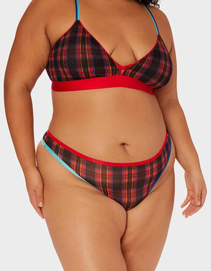 Betsey Johnson Women PARADE PLAID PANTY RED MULTI
