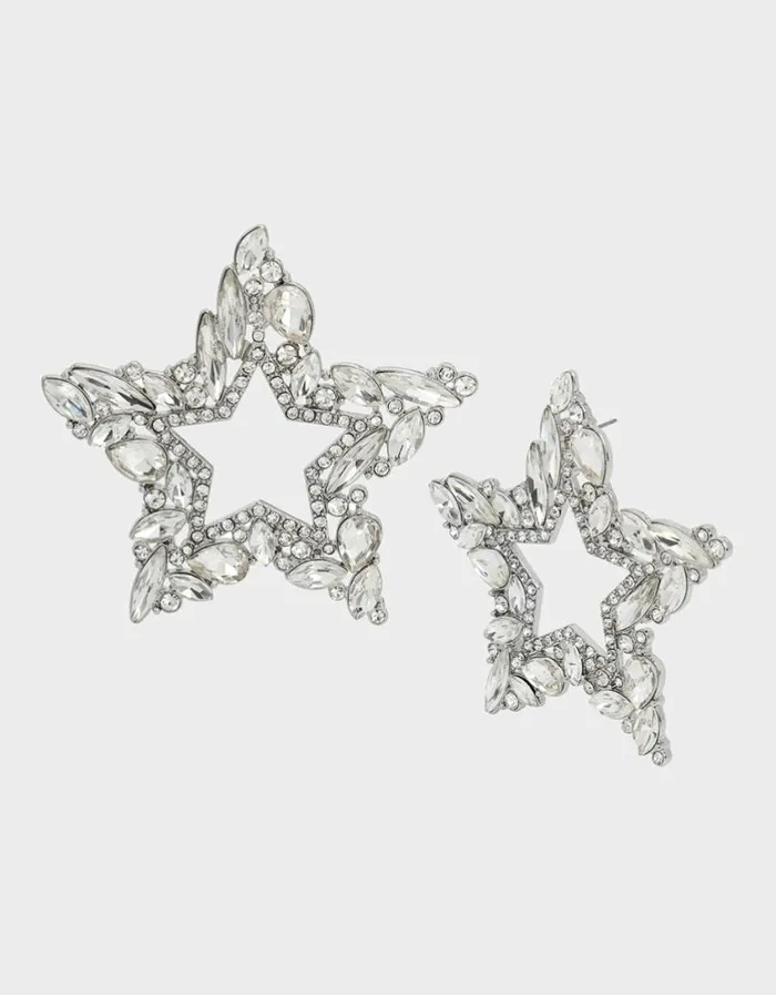 Betsey Johnson Women SHINE BRIGHT OPEN STAR STUDS RHINESTONE