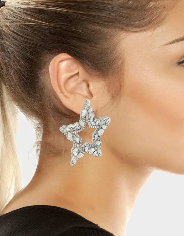Betsey Johnson Women SHINE BRIGHT OPEN STAR STUDS RHINESTONE Betsey Johnson Women SHINE BRIGHT OPEN STAR STUDS RHINESTONE