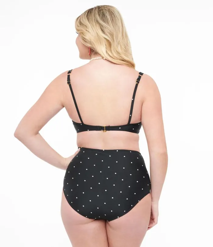 Black and White Polka Dot Two Piece Swim Set Plus Unique Vintage Two Piece Swim