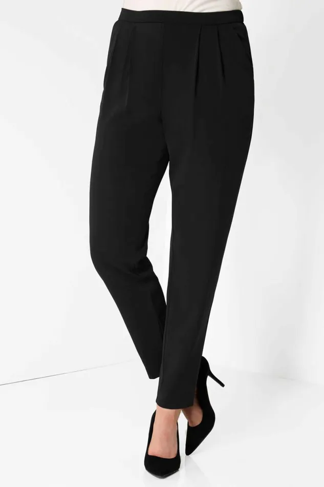 Black Jersey Stretch Elastic Waist Harem Trousers Women Roman Trousers