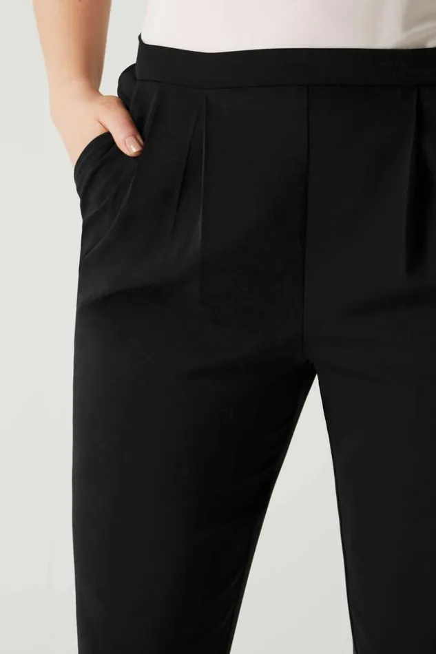 Black Jersey Stretch Elastic Waist Harem Trousers Women Roman Trousers