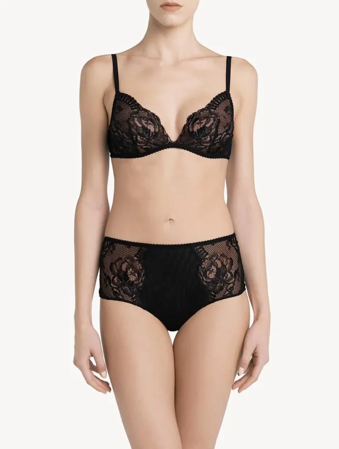 Black Lace Nonwired Bra Lingerie La Perla Triangle