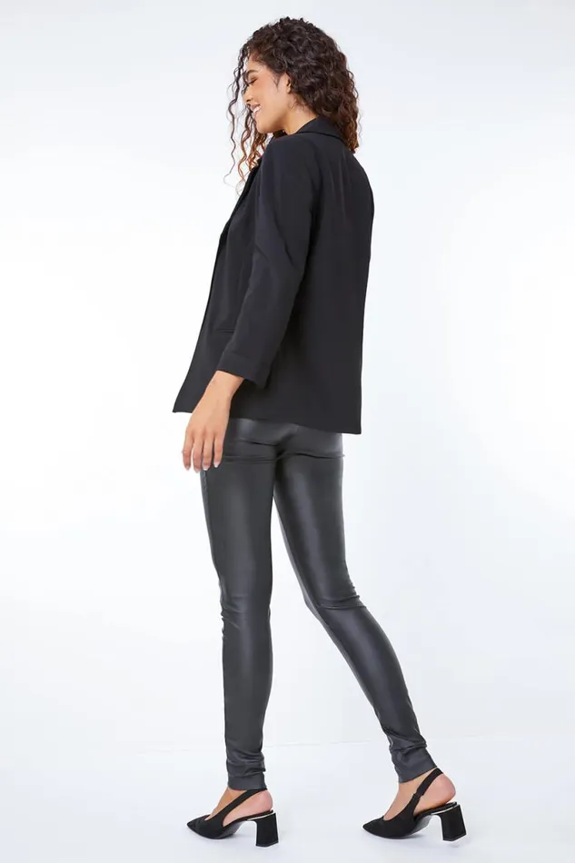 Black Turn Up Cuff Jacket Women Roman Jackets