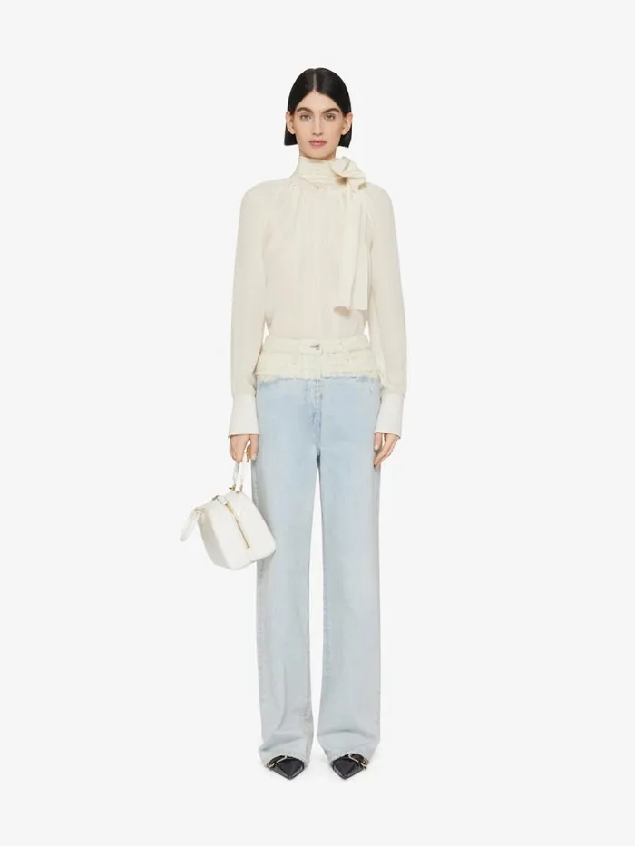 Blouse In Silk With Lavallire Eggshell Women Givenchy Tops and Shirts