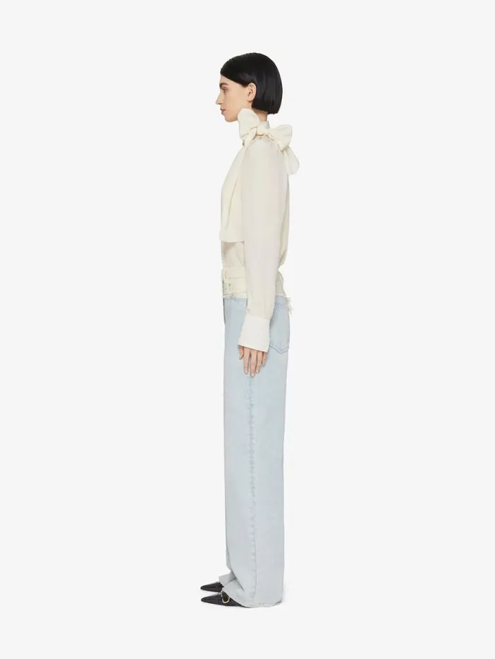 Blouse In Silk With Lavallire Eggshell Women Givenchy Tops and Shirts