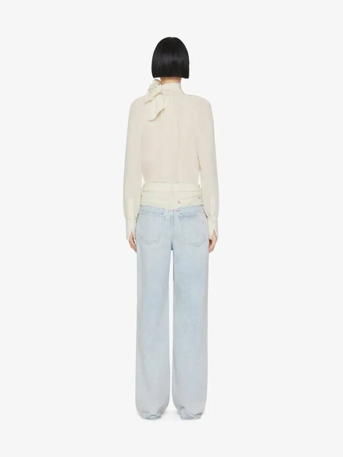 Blouse In Silk With Lavallire Eggshell Women Givenchy Tops and Shirts