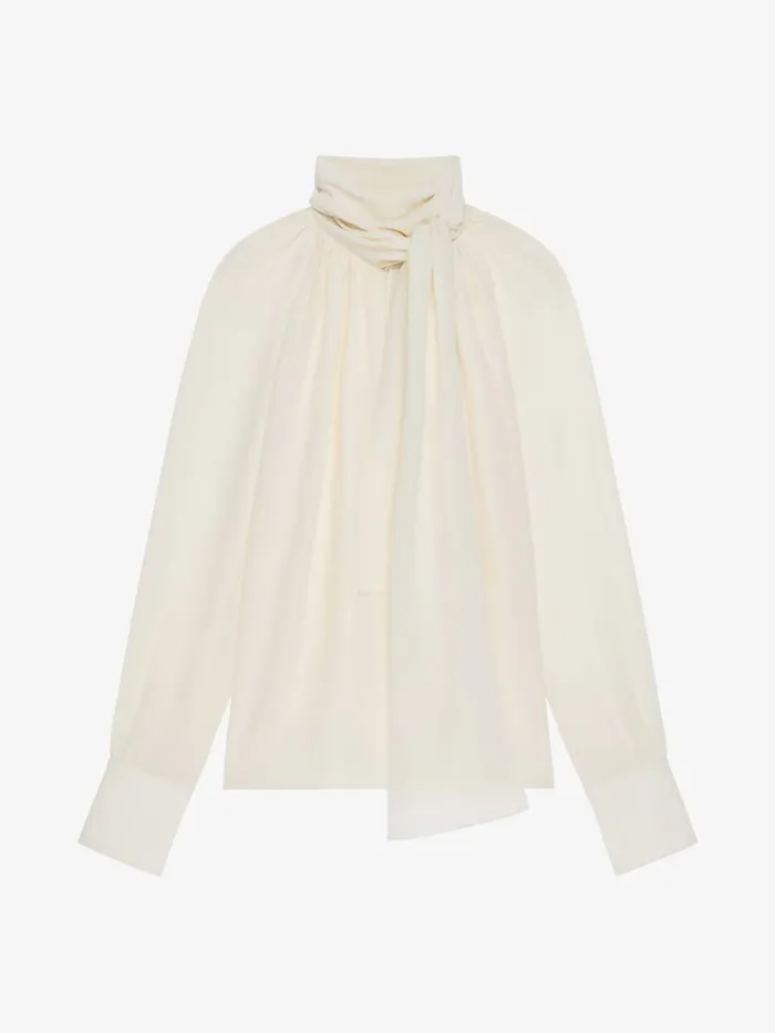 Blouse In Silk With Lavallire Eggshell Women Givenchy Tops and Shirts