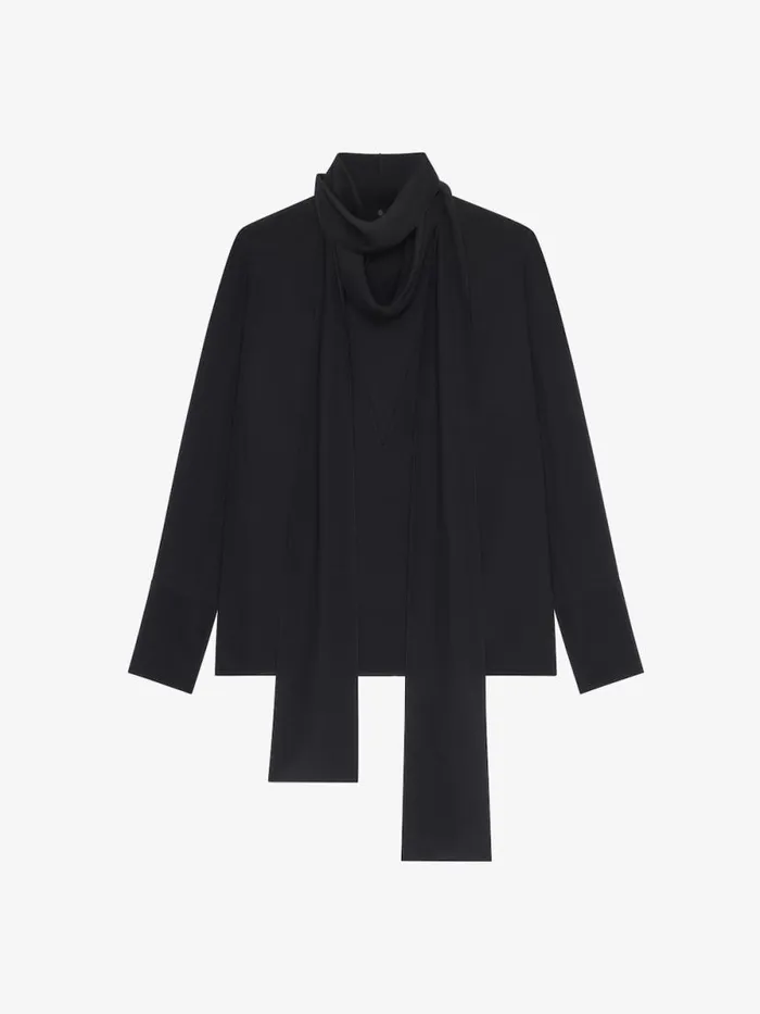 Blouse In Silk With Long Removable Lavalliere Black Women Givenchy Tops and Shirts