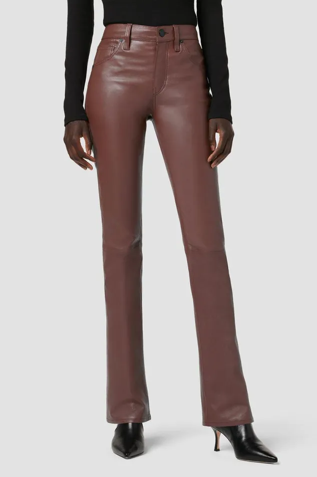 Bootcut Women Hudson Jeans Barbara HighRise Baby Bootcut Leather Pant Cinnamon