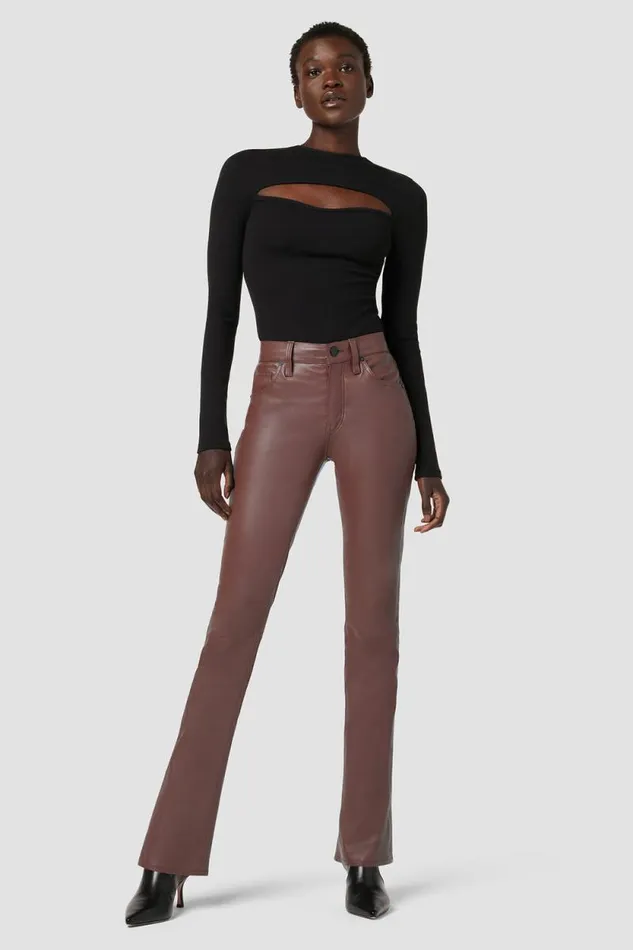 Bootcut Women Hudson Jeans Barbara HighRise Baby Bootcut Leather Pant Cinnamon Bootcut Women Hudson Jeans Barbara HighRise Baby Bootcut Leather Pant Cinnamon
