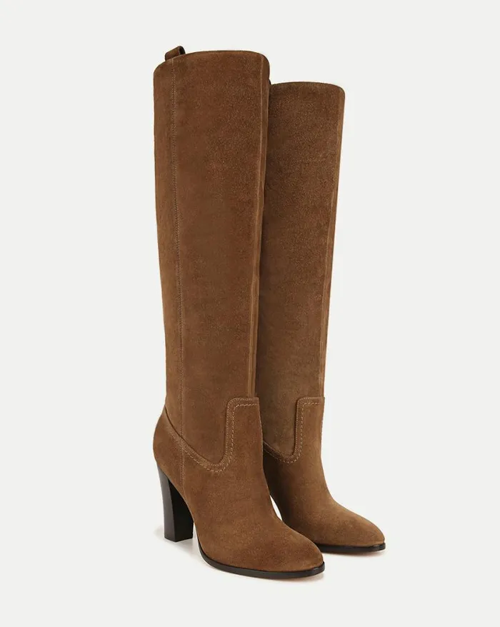 Boots and Booties Shop Veronica Beard Vesper Suede KneeHigh Boot Mocha
