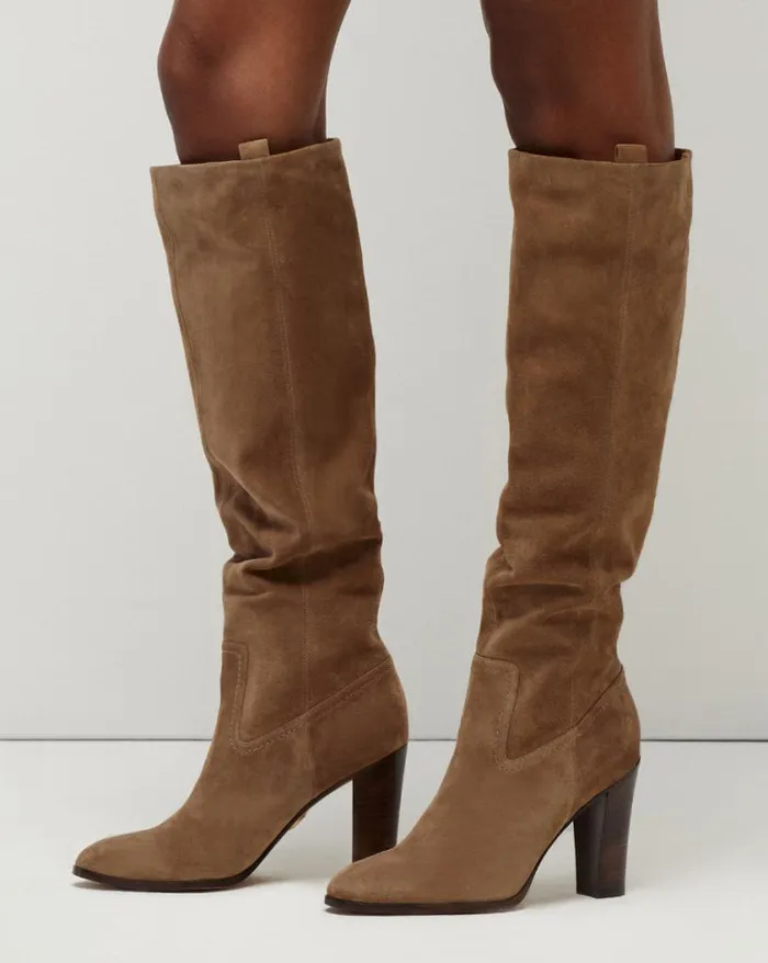 Boots and Booties Shop Veronica Beard Vesper Suede KneeHigh Boot Mocha