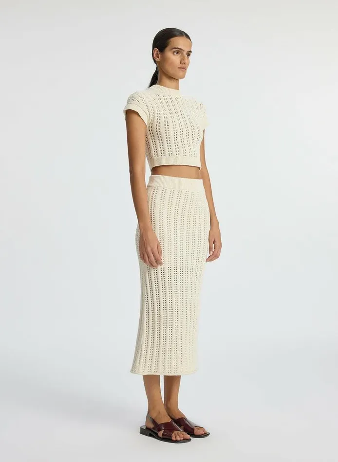 Bottoms Women ALC Aurora Crochet Midi Skirt Parchment