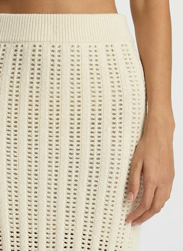 Bottoms Women ALC Aurora Crochet Midi Skirt Parchment Bottoms Women ALC Aurora Crochet Midi Skirt Parchment