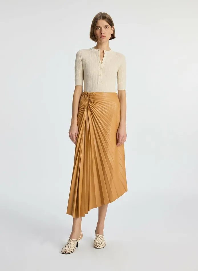 Bottoms Women ALC Tracy Vegan Leather Skirt Biscuit