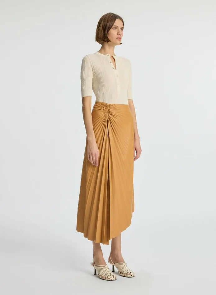 Bottoms Women ALC Tracy Vegan Leather Skirt Biscuit Bottoms Women ALC Tracy Vegan Leather Skirt Biscuit