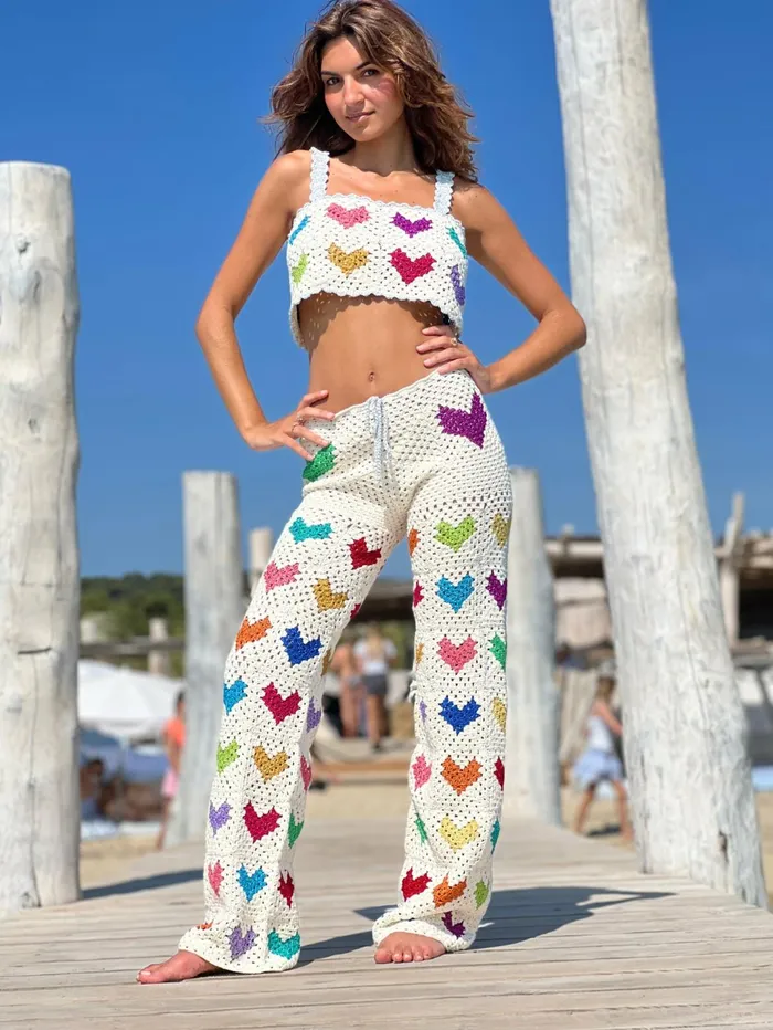Bottoms Women Rose Carmine PANTS MON COEUR ECRU