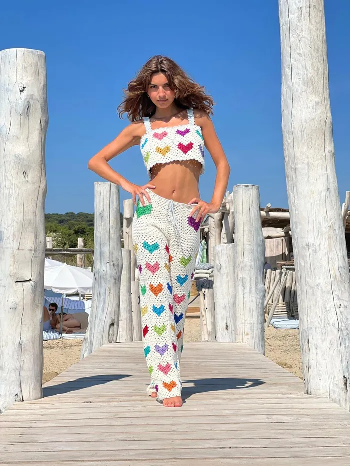 Bottoms Women Rose Carmine PANTS MON COEUR ECRU