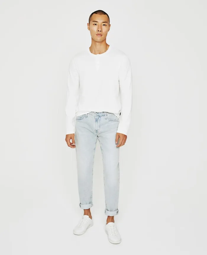 Bryce Long Sleeve Henley Ivory Dust Men AG Jeans Tees Bryce Long Sleeve Henley Ivory Dust Men AG Jeans Tees