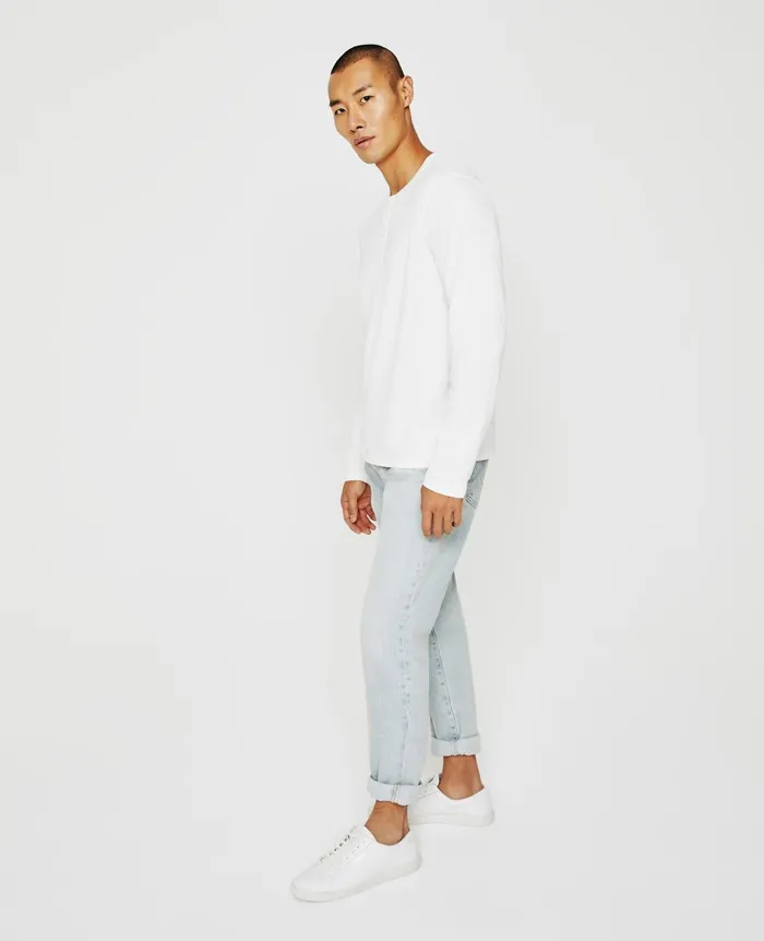 Bryce Long Sleeve Henley Ivory Dust Men AG Jeans Tees Bryce Long Sleeve Henley Ivory Dust Men AG Jeans Tees